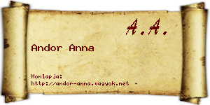 Andor Anna névjegykártya